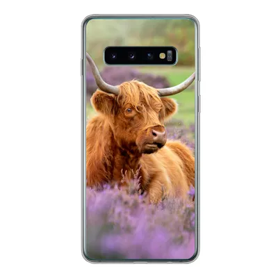Produktbild von MuchoWow® Handyhülle Schutzhülle Hülle für Samsung Galaxy S10 Schottischer Highlander - Braun - Büsche Silikon Softcase Handy Hülle - Handytasche