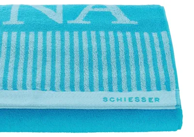Produktbild von SCHIESSER Saunatuch Rom | Zweifarbig | 100% Baumwolle | Weich & Saugstark | 75x200 cm | Türkis