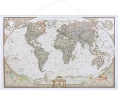 Obrázek produktu pro Světová mapa NGS jako plakát, s lištami, cca 88 x 58 cm