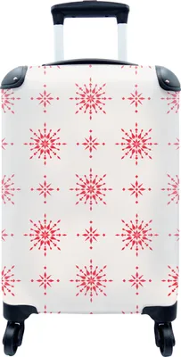 Produktbild von MuchoWow® MuchoWow® Koffer Handgepäck Trolley Rollkoffer Kleine Reisekoffer mit 4 Rollen - Sterne - Rot - Winter - Weihnachten - Muster - Cabin Size < 55x40x23 cm & 55x40x20 cm - Fotokoffer - Kabinenk