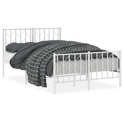 Produktbild von Bettgestell mit Kopf- und Fußteil Metall Weiß 120x200 cm
