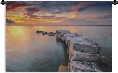 Produktbild von MuchoWow® Wandteppich Wandbehang Weg zum Meer bei Sonnenuntergang auf der Insel Sipadan in Malaysia 90x60 cm Tapisserie Dekoration Wandtuch - Wandskulpturen - Bildteppich