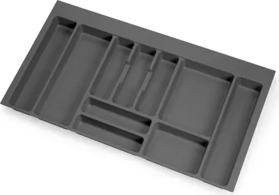Produktbild von emuca Besteckeinsatz Optima für Schrankbreite 90 cm, Rand schneidbar (B 804-836 x T 418-482), Kunststoff, Anthrazitgrau