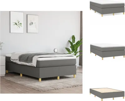 Obrázok produktu pre vidaXL Box spring posteľ s matracom tmavosivá 120x200 cm látka - Postele a rámy postelí