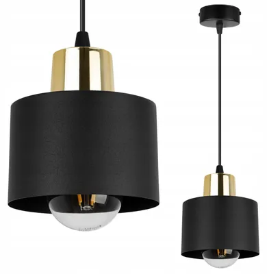 Produktbild von Moderne LED Pendelleuchte Schwarz mit Lampenschirm – Hängelampe / Deckenleuchte für Wohnzimmer und Esszimmer