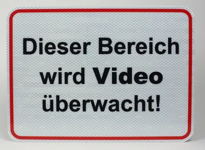 Produktbild von Aluminium Schild reflektierend Dieser Bereich wird VIDEO überwacht 33x24 cm Stärke 2mm