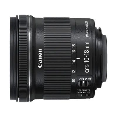 Produktbild von Canon 10-18 mm / F 4,5-5,6 EF-S IS STM Zoomobjektiv f?r Canon Spiegelreflexkameras, F4,5 (W) - F5,6 (T), Bildstabilisator, Ultraschallmotor, Autofokus, 67 mm Filterdurchmesser
