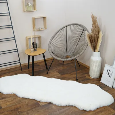 Zdjęcie produktu dla Consilio Concept COZY dywan futrzany 60x180 cm kość słoniowa dywan supersoft 52 mm wysokość miękka imitacja owczej skóry biały kremowy dywan do salonu dywan do pokoju dziecięcego dywan do kuchni dywan do przedpokoju
