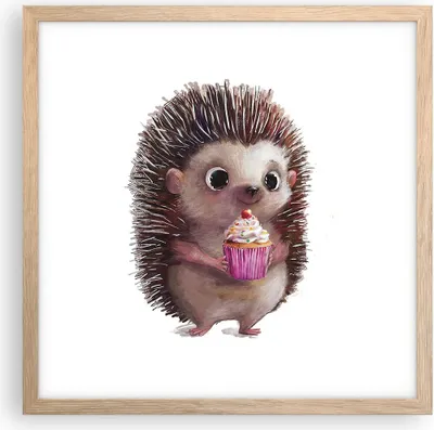 Produktbild von Gerahmtes Poster - Rahmen in heller Eiche - Igel Cupcake Kinder - 40x40 cm - Wand Bild - Wanddeko - Wandbilder - Kunstposter - Wandposter - Bilderrahmen - Bilder - Kunstdruck - P2NAC40x40-4769