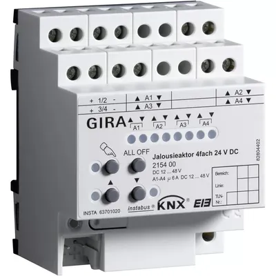 Productafbeelding van KNX actuator voor rolluiken/jaloezieën, 4-voudig, 24V DC, artikelnummer 215400
