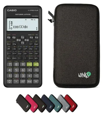 Produktbild von Casio fx-570ES Plus 2nd Edition inkl. WYNGS Schutztasche Dunkelgrau - Wissenschaftlicher Taschenrechner - Basic Set