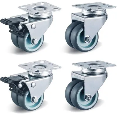 Produktbild von Famanu Doppelrollen mit Bremse - 50 mm, bis 400 kg, 360 Grad drehbar