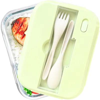 Produktbild von FRADABOX® Glasbehälter „Charlie“, Lunchbox aus Borosilikatglas mit Fächer und Besteck, Premium Vorratsdose, luftdicht und auslaufsicher, Mealprep Glas