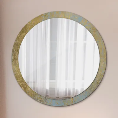 Produktbild von Spiegel - Mirror zum Wandspiegel Schlafzimmer – Schminkspiegel- golden Folie Textur- Ø100cm