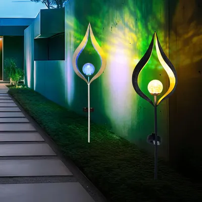 Produktbild von 2er Set LED Solarleuchte, Erdspieß, bronze/blau, H 90 cm