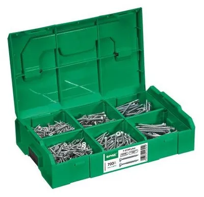 Produktbild von SPAX Montagekoffer L-BOXX Mini, 1 Stück, Schraubenset mit 6 Abmessungen, Senkkopf, T-STAR plus, 4CUT, WIROX