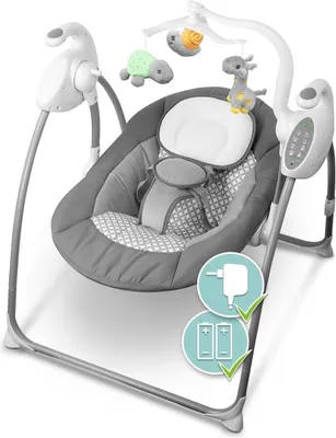 Produktbild von Heimwert Babywippe elektrisch - Easyfold für einfachen Transport, Sicher und Akku sparend, Baby Schaukel + Fernbedienung + Geräuschaktivierung