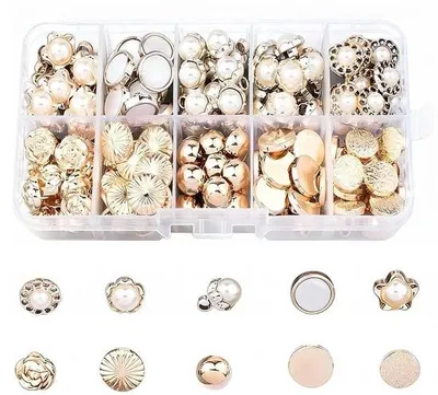 Zdjęcie produktu dla Zestaw przycisków DailyGoods - 10 stylów - Uniwersalne przyciski 10-12 mm - Odzież/DIY - Matka Perły/Złote guziki - Wysoka jakość