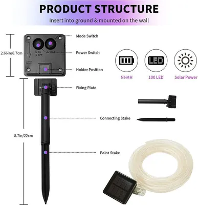 Obrázok produktu pre LED lanové svetlá, solárne napájané reťazové svetlá, rúrkové svetlo, LED reťazové svetlá, rozprávkové svetlá