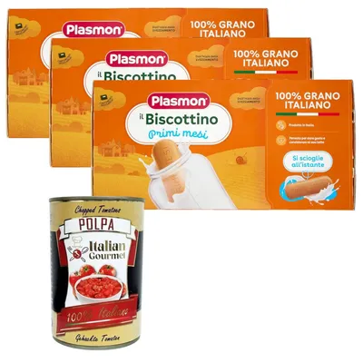 Produktbild von 3x Plasmon Primi Mesi Il Biscottino Biberon Dal 6 Mese, 600 g + Italian Gourmet polpa 400g