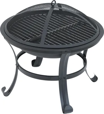 Produktbild von TAINO Feuerschale Rund mit Grillrost Funkenschutz Garten Outdoor Stahl Schwarz