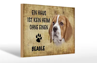 Produktbild von Holzschild Spruch 30x20cm Beagle Hund ohne kein Heim