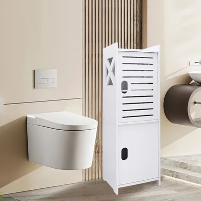 Produktbild von Kleiner Wasserdichter Badezimmerschrank, Freistehender Badschrank Schmal,Badezimmermöbel Geeignet für WC, Schlafzimmer,Küche 24x22x75cm Weiß