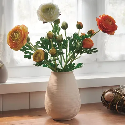 Produktbild von 3x Kunstblume "Ranunkeln" 66 cm groß, künstlich wie echt, Real Touch Effekt, Kunstblüten