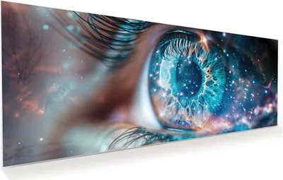 Produktbild von Glasbild 150x60cm in XXL für Wohnzimmer, Schlafzimmer Motiv Galaktisches Auge