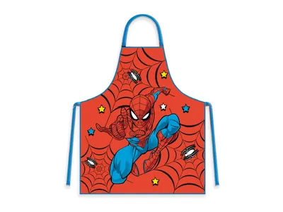Produktbild von Spiderman Kinderschürze mit Mütze rot