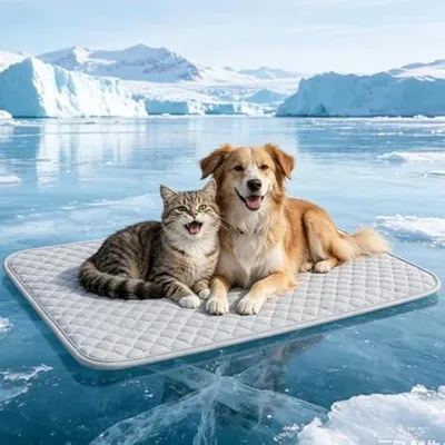 Produktbild von Self-Cooling Dog Cooling Mat 70 x 50 cm - Cat Cooling Mat without Gel with Q-Max > 0.5, Extra Cooling Blanket Dog Breat & Was, Cat Cooling Mat for Car, Cage & Sofa, Grey, Size L