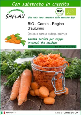 Immagine prodotto di SAFLAX -- Carota - Regina d'autunno - 1000 semi - Con substrato - Daucus