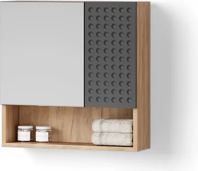 Produktbild von Badspiegelschrank Livinity Ronco Anthrazit mit Wabenstruktur 54 x 55 cm, Model 52880