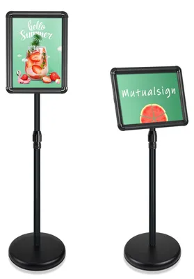 Obrázek produktu pro Stojan na plakáty A4 - Nastavitelný - Hliník - Černý - Pro interiér i exteriér