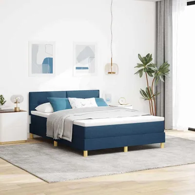 Produktbild von Maison Exclusive - Boxspringbett mit Kissen mit Kopfteil Blau 140 x 200 cm Stoff