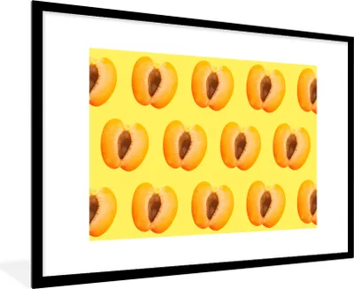 Produktbild von MuchoWow® MuchoWow® Gerahmtes Poster Pfirsich - Muster - Farben 90x60 cm - Poster mit zchwarzem Bilderrahmen - Wanddekoration - Fotos
