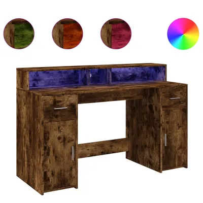 Obrázok produktu pre vidaXL LED písací stôl údený dub 140x55x91 cm materiál na báze dreva