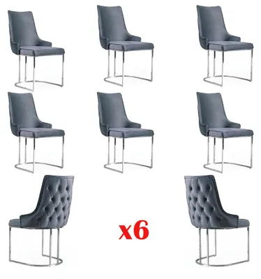 Produktbild von Esszimmer Stühle Chesterfield Lehnstuhl Modern Garnitur 6x Stuhl Set Gruppe Neu