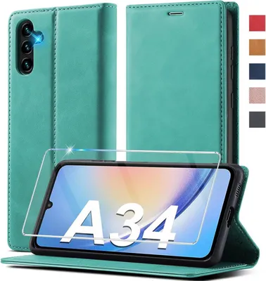 Produktbild von Ailicici Samsung Galaxy A34 5G Hülle Leder Schutzfolie Klapphülle Flip Wallet