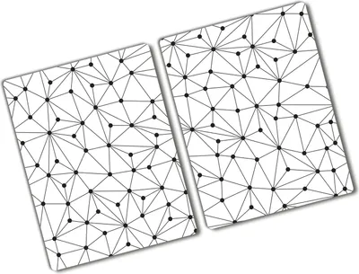 Produktbild von Tulup Glas Herdabdeckplatte - 2x40x52 cm - Glaskeramikkochfeld-Abdeckung Spritzschutz Glasabdeckplatte Kochplattenabdeckung und Schneidebrett - Zweiteilig - Sonstige - Linien und Kreise - Schwarzweiß