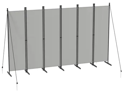 Immagine prodotto di QEENTOE Paravento divisorio, 6 pannelli, 300x180 cm, pieghevole, autoportante, divisorio, schermo per balcone, parete divisoria, per interni ed esterni, colore grigio