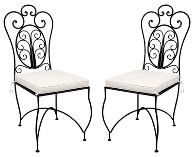 Immagine prodotto di Set di 2 sedie da giardino in stile mediterraneo, modello Cordoba, realizzate in ferro verniciato di nero, altezza 105 cm