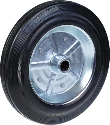 Produktbild von 250mm Rad mit schwarzem Gummi auf gepresstem Stahlkern