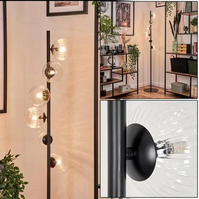 Produktbild von Garaguso Stehlampe aus Metall/Riffelglas in Schwarz/Klar