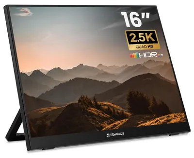 Produktbild von Remodius Portabler Monitor 16 Zoll – Tragbarer Zweitbildschirm 2K USB-C für Laptop, Plug & Play