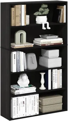 Productafbeelding van Boekenkast van hout met vijf planken, in espressobruin