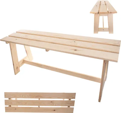 Produktbild von KADAX Parkbank aus Holz ohne Rückenlehne 119 cm, massive Terrassenbank