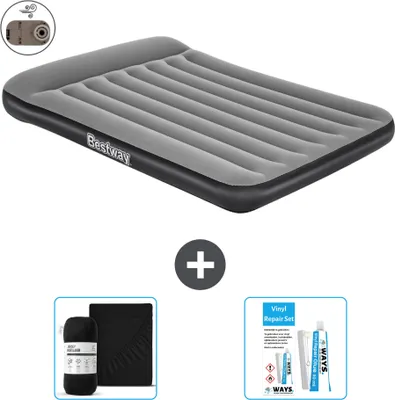 Produktbild von Bestway Luftmatratze - Französisches Bett - 137 x 191 x 30 cm - Grau - Inklusive Zubehör