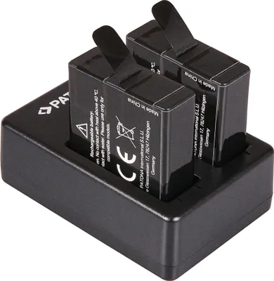 Produktbild von PATONA Set für Digitalkameras: Dual-Ladegerät für GoPro Hero 5/6/7 + 2x Akkus (1250 mAh) mit USB-Anschluss