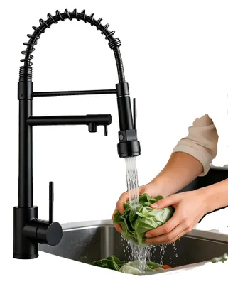 Obrázok produktu pre Kuchynská batéria, výsuvná sprcha, otočná o 360 stupňov, matná čierna, G3/8-a